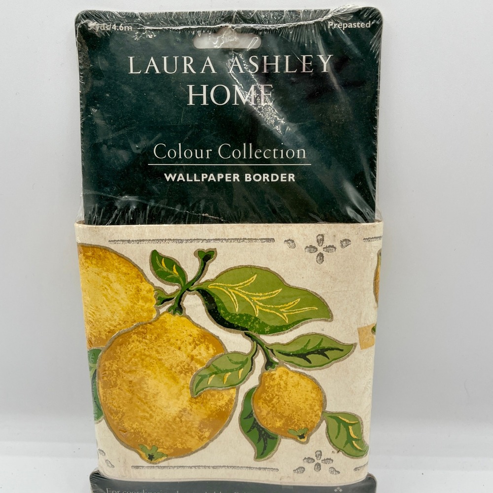 New Old Stock Laura Ashley Lemon Grove Wallpaper Border Prepasted 5 Yards Vtg.